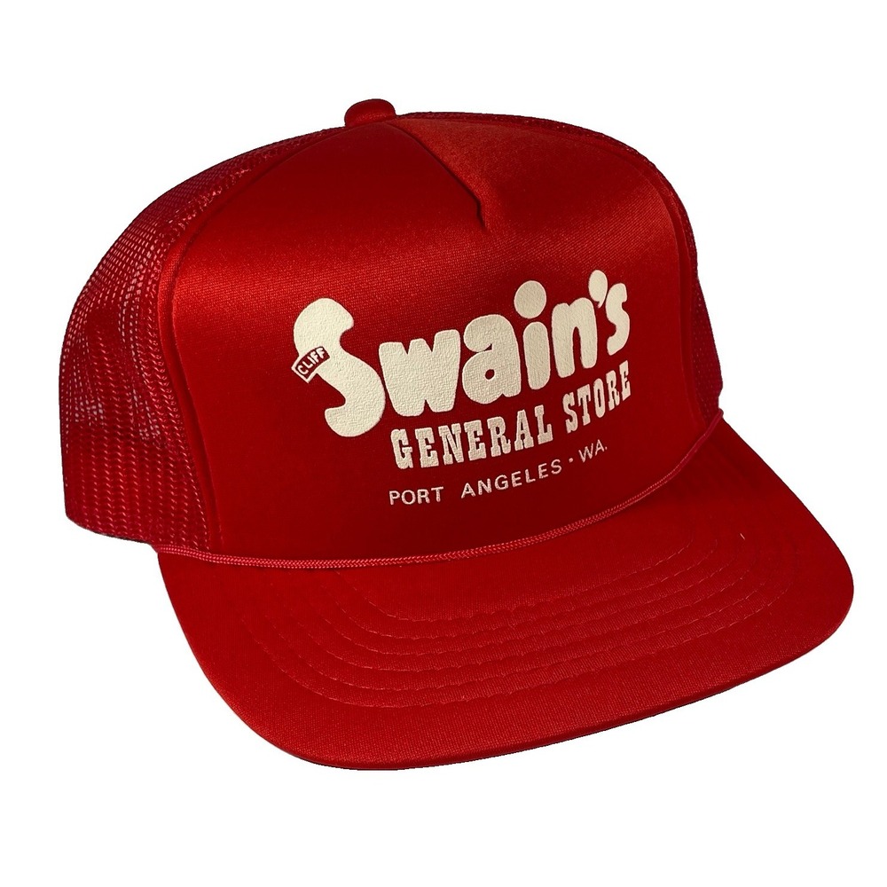 Vintage Swain's General Store Port Angeles WA Red Trucker Hat-Youngan Headware